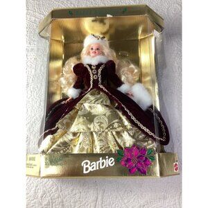 Happy Holidays Barbie 1994 Special Edition Doll In Burgundy & Gold By Mattel